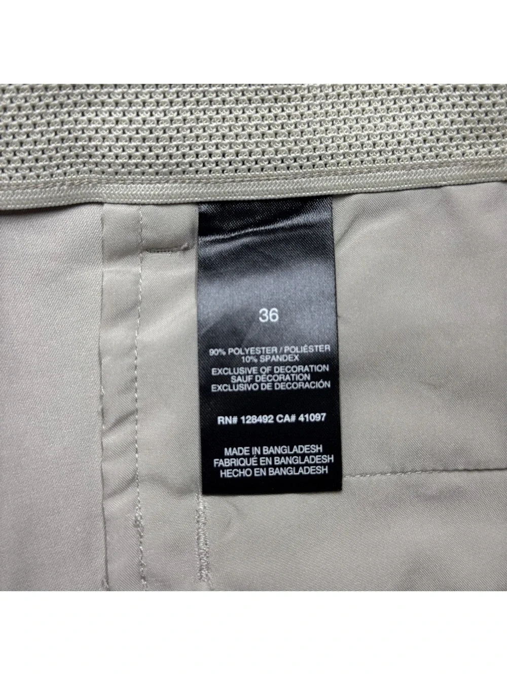 Greg Norman Mens Golf Shorts Polyester Solid 36 Beige Activewear Stretch